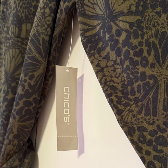 Chico's Olive Midi Shirt Dress NWT Size 1 US Size 8/10 - Picture 2 of 13